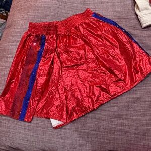 QUEEN OF SPARKLES Red pink and Blue High Waist Shorts